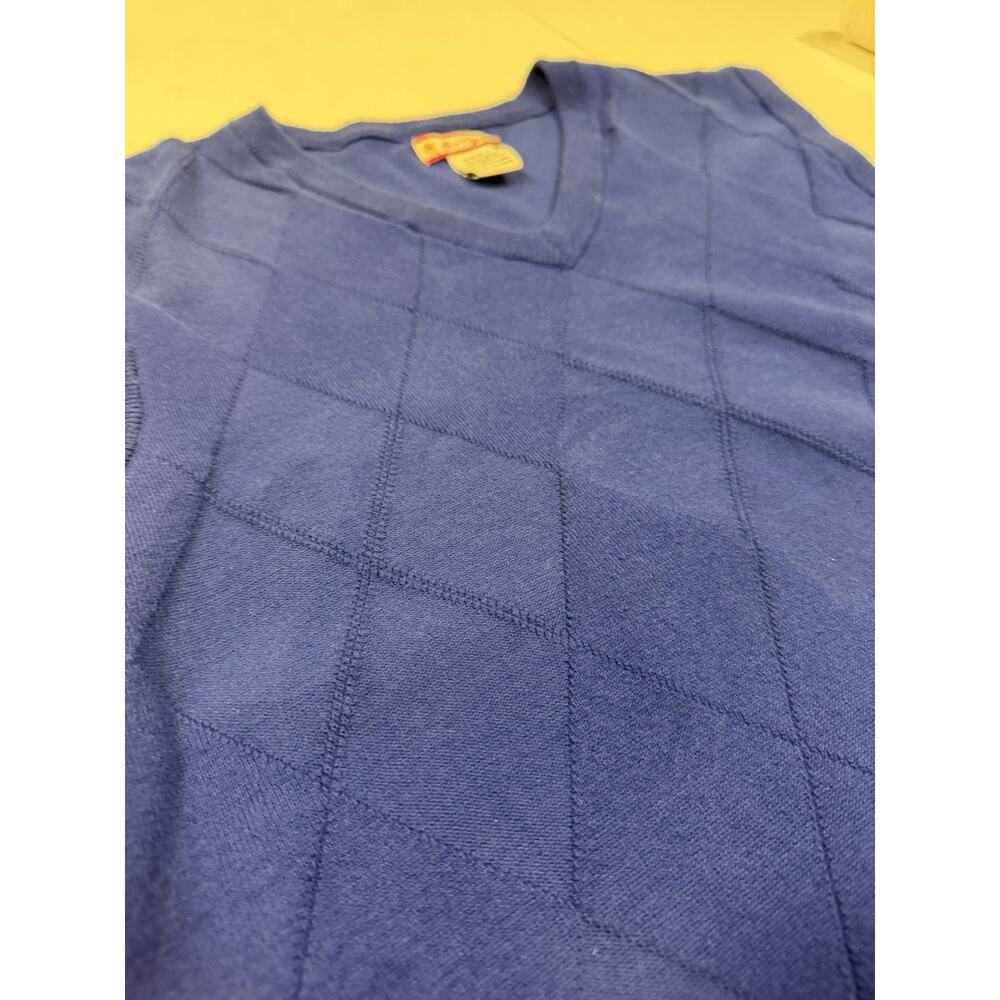 Mens Size M Vintage Blueberry Blue Argyle V Neck Ben Hogan Sweater Vest